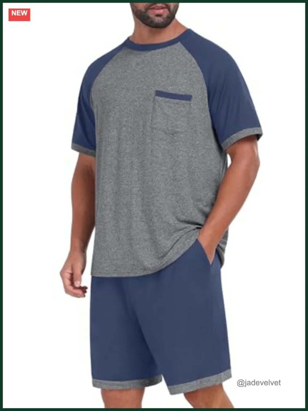 Men's Pajama Set Lightweight Summer Sleepwear Short Sleeve Loungewear with